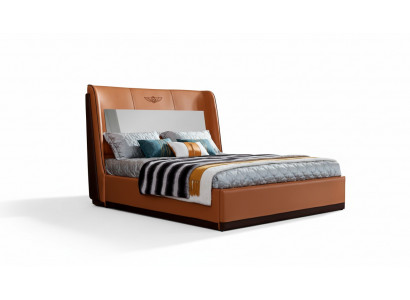 Bett 2 x Nuetsdësch Schlofkummer Orange Kreativ Modern Miwwelen Holz Luxus Better