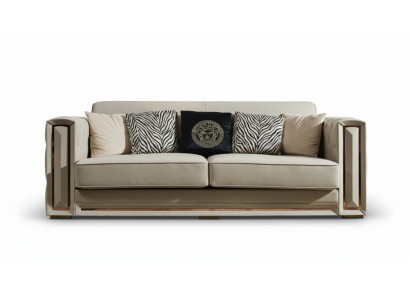 Chesterfield Sofa Beige Lieder Luxus Wunnzëmmer Design Couchen Polster