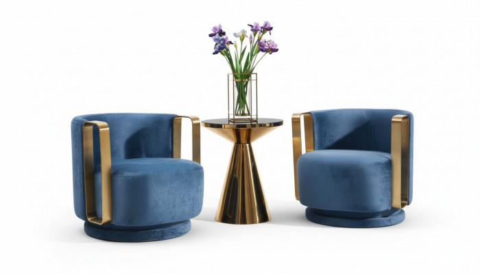 Fotell Blo Luxus Stoff Textil Wunnzëmmer Nei Kreativ Modern Design
