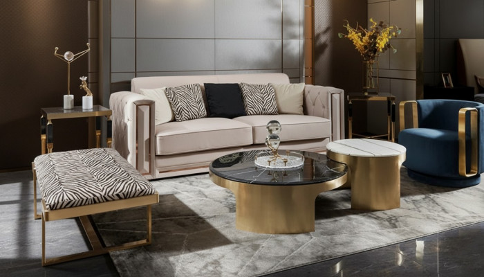 Hocker Zebra Wunnzëmmer Edelstol Neit Modern Design Miwwele Luxus