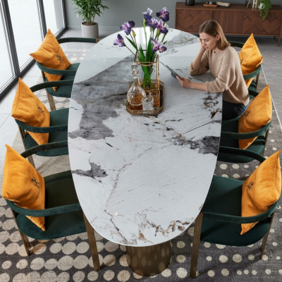 Iessdësch Marmor Edelstol Nei Kreativ Modern Design Miwwelen Luxus