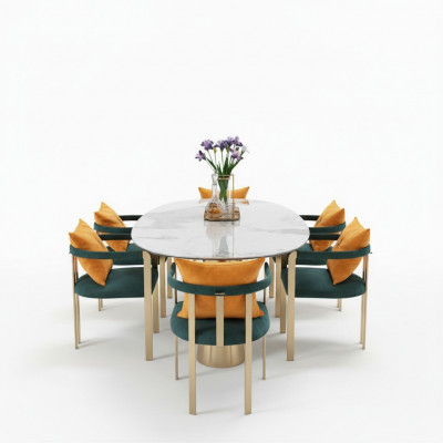 Iessdësch Marmor Edelstol Nei Kreativ Modern Design Miwwelen Luxus