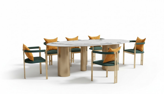 Iessdësch 6 Still Modern Design Miwwelen Luxus Iesszëmmer Dësch Stull
