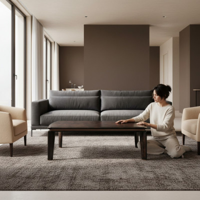 Couchtisch Däischter Braun Holz Luxus Wunnzëmmer Neien Modernen Design