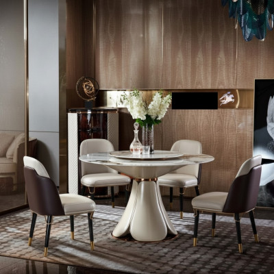 Iessdësch 6x Still Iesszëmmer Lieder Dësch Stull Ronn Modern Design Miwwelen