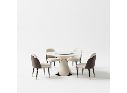 Iessdësch 6x Still Iesszëmmer Lieder Dësch Stull Ronn Modern Design Miwwelen