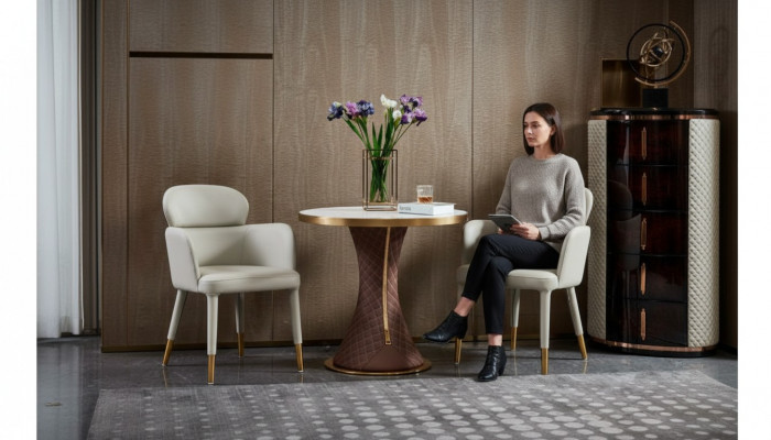 Sëtzel Lieder Wäiss Modern Miwwelen Lehnstull Design Miwwelen Luxus Edelstol