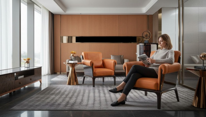 Orangen Lieder Sesselen Design Still Miwwel Luxus Wunnzëmmer Holz Nei