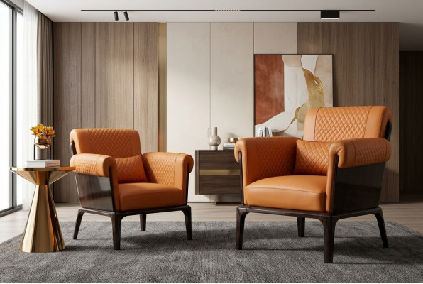 Orangen Lieder Sesselen Design Still Miwwel Luxus Wunnzëmmer Holz Nei