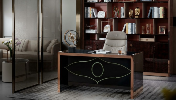 Büroschaf Braun Holz Aarbechtszëmmer Braun Modern Design Miwwelen Luxus Schaf