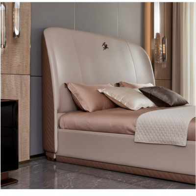Bett 2× Nuetsdësch Lieder Holz Schlofkummer Liederbett Modern Design Miwwelen