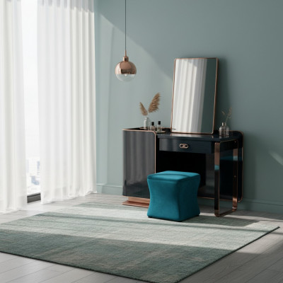 Schminktisch Hocker Holz Textil Schlofzëmmer Kreativ Modern Design Miwwelen Luxus