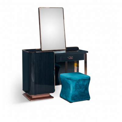 Schminktisch Hocker Holz Textil Schlofzëmmer Kreativ Modern Design Miwwelen Luxus