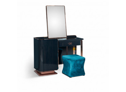 Schminktisch Hocker Holz Textil Schlofzëmmer Kreativ Modern Design Miwwelen Luxus