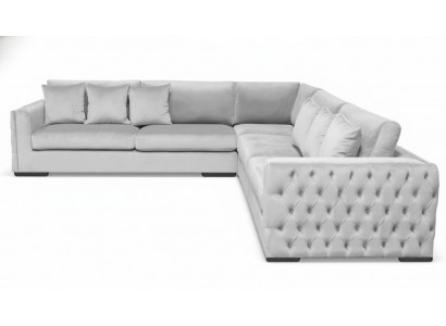 Eckcouch Sëlwer Canapé Eckgarnitur Polster Wunnlandschaft Samt Stoff Miwwel Design
