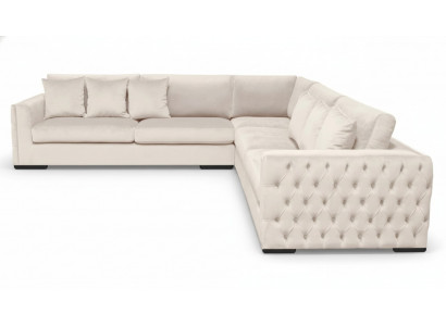 Wunnzëmmerbesofa beige Eckcouch Polstersetzung Samt Miwwel Design Stoff Nei