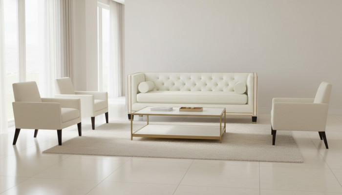 Beige Chesterfield Sofa Miwwelen Lieder Wunnzëmmer Modern Design Canapéë Sofen Nei