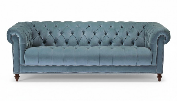 Chesterfield Türkis Design Canapéen Gepolstert Canapé Nei Drësëtzer Stoff Wunnzëmmer