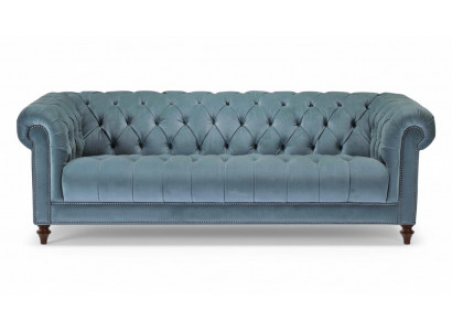 Chesterfield Türkis Design Canapéen Gepolstert Canapé Nei Drësëtzer Stoff Wunnzëmmer