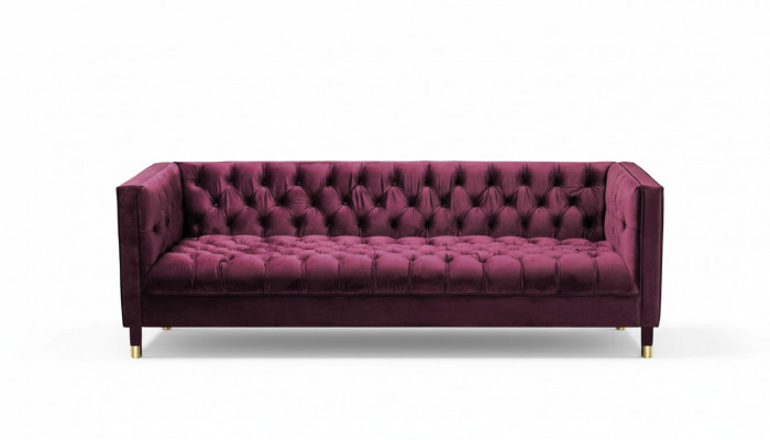 Burgund Dräisëtzer Stoff Wunnzëmmer Design Couchen Polster Canapé Chesterfield Nei