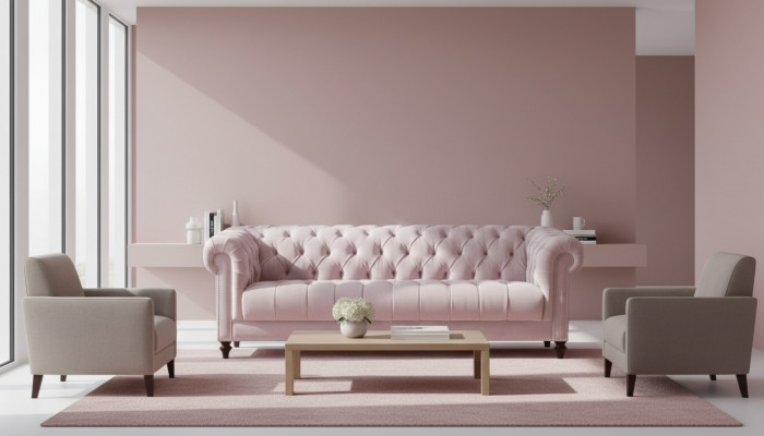 Chesterfield Altrosa Rosa Nei Dräisëtzer Stoff Design Couchen Polstersofa Sofas