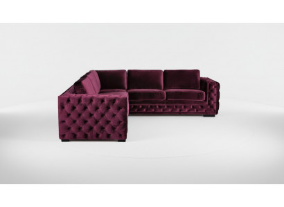Burgund Eckcouch Chesterfield Samt Stoff Miwwel Nei Wunnzëmmer Modern Design Sofa