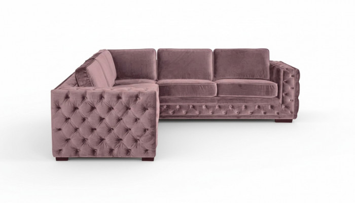 Eckcouch a Rosa Samt Wunnlandschaft Sofa Eckgarnitur Polster Altrout Miwwelen Design