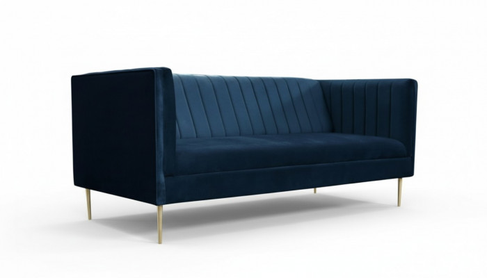Zwee-Sëtz-Sofa Sofasen Textil Marineblo Reparatur Stoft Wunnzëmmer Design Canapéen Këssen