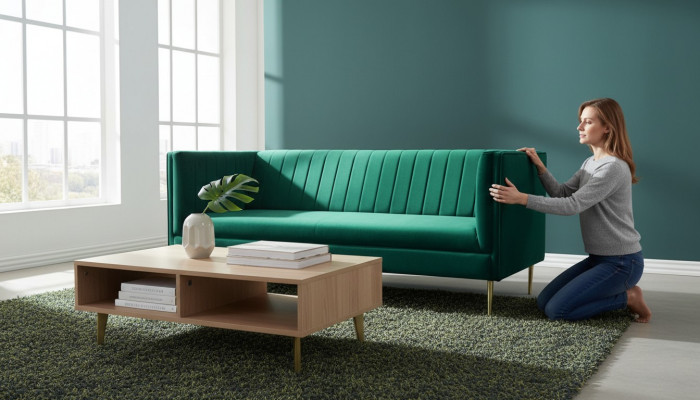 Zweisitzer Canapé Canapeë Gréng Stoff Couchen Polster Wunnzëmmer Design Luxus Textil