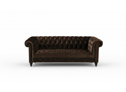 Bronge Samt Canapé Luxus Polster Chesterfield Miwwelen Sofa mat Knäpp Dreisëtzer