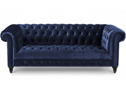 Marinebloën Dräisëtzer Stoff Chesterfield Design Couche Polstersofa 220cm Neit