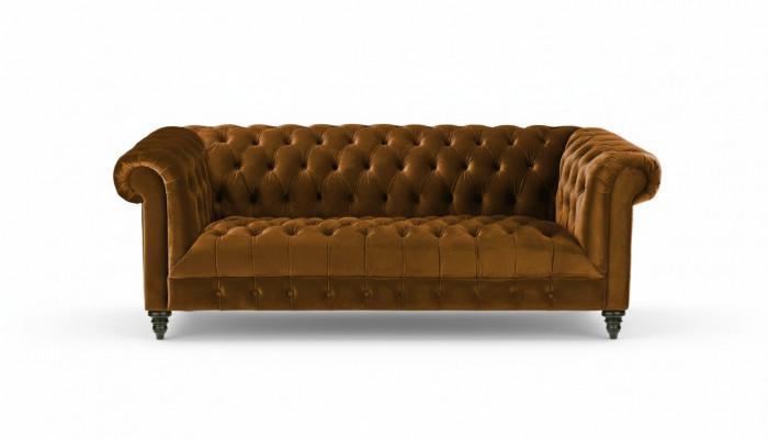 Dräisëtzer Chesterfield Braun Stoff Canapé Nei Original Design Couche Polster