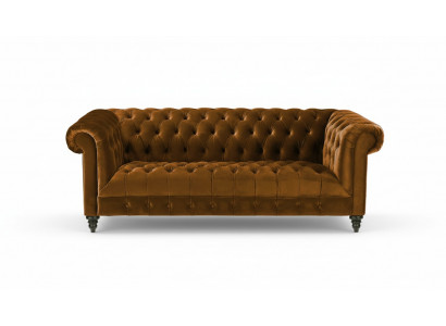 Dräisëtzer Chesterfield Braun Stoff Canapé Nei Original Design Couche Polster