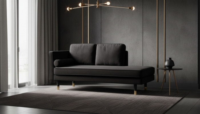 Chaiselongue Kreativ Miwwelen Neit Wunnzëmmer Modern Design Schwaarzt Sofa