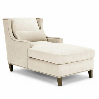 Chaiselongue Léin Miwwel Ottoman Wuonzëmmer Design Canapé Beige Stoff Léin