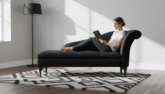Chaiselongue Elegante Liichtsstull Chesterfield Liichten mat Knäppercher Samt Chaiselounge