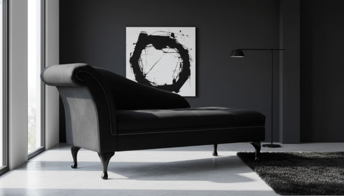 Chaiselongue Elegante Liichtsstull Chesterfield Liichten mat Knäppercher Samt Chaiselounge