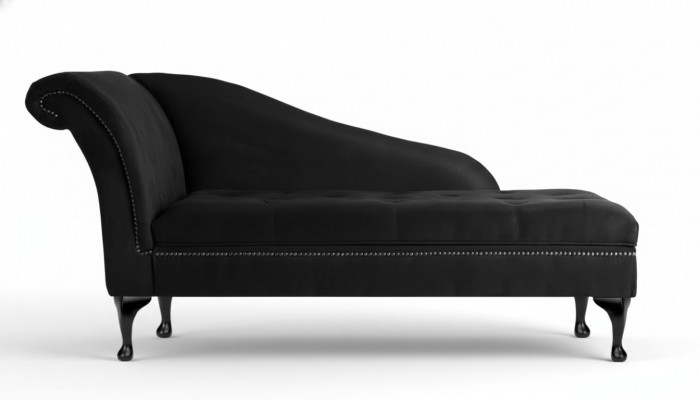 Chaiselongue Elegante Liichtsstull Chesterfield Liichten mat Knäppercher Samt Chaiselounge