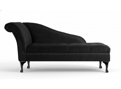 Chaiselongue Elegante Liichtsstull Chesterfield Liichten mat Knäppercher Samt Chaiselounge
