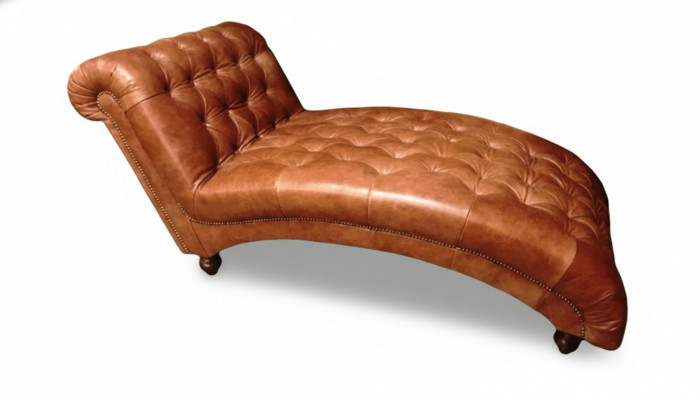 Chesterfield Braun Chaiselongue Miwwel Liege Wunnzëmmer Modern