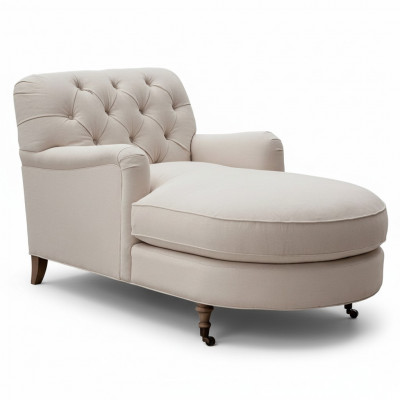 Beige Chaise Longue Chesterfield Miwwelen Lüster Wunnzëmmer Modern