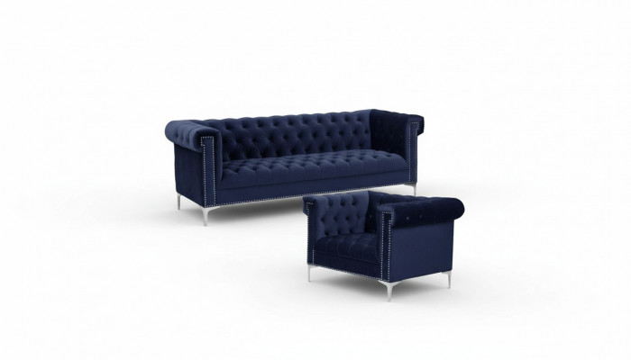 Blo Chesterfield Sofa-Garnitur Couch Kinnekräichblo Couchen Sofa Set Garnituren nei
