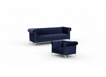 Blo Chesterfield Sofa-Garnitur Couch Kinnekräichblo Couchen Sofa Set Garnituren nei