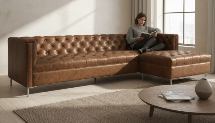 Braun Eckcouch am westlechen Stil, Eckgarnitur, Ecksofa, Eckcouch, Garnitur, Polster.