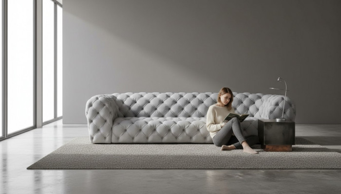 Grou Chesterfield Wunnzëmmer Modern Design Canapé Sofa Miwwel Stoff Grouss XXL Nei