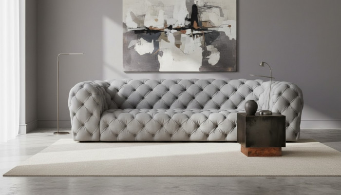 Grou Chesterfield Wunnzëmmer Modern Design Canapé Sofa Miwwel Stoff Grouss XXL Nei