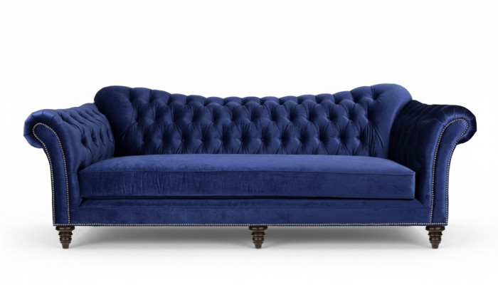 Blo Chesterfield Wunnzëmmer Modern Design Canapéen Sofa Designer Miwwelen Stoff