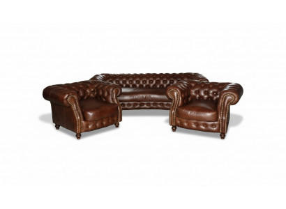 Chesterfield Brun Eckcanapé Canapé Couchage Polster Eckgarnitur Wunnzëmmer
