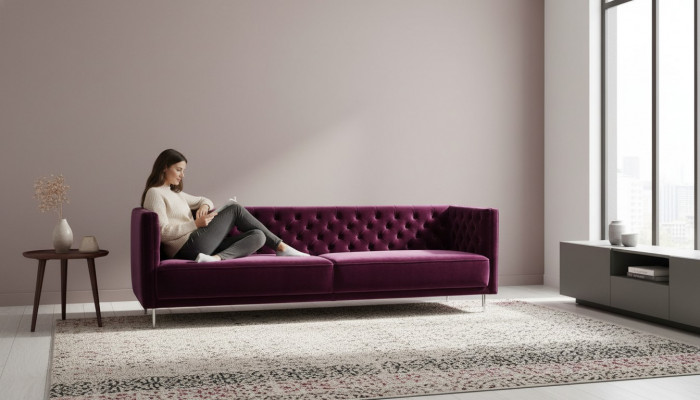 Lila Chesterfield Wunnzëmmer Modern Design Canapé Italienesche Stil Miwwelen Miwwelen