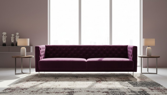 Lila Chesterfield Wunnzëmmer Modern Design Canapé Italienesche Stil Miwwelen Miwwelen